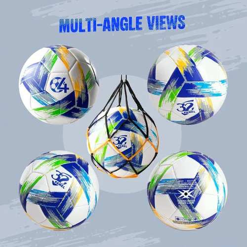 Vista 5 de Balón de Fútbol Tamaño 5 Tamaño 4 con Bomba Desinflada, Diseño Multicolor Vibrante, Brillante Tri-Color para Entrenamiento en Interiores/Exteriores
