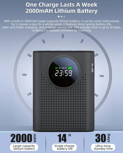 Vista 6 de S67 amplificador de voz recargable micrófono inalámbrico para profesores aula, mini solapa Lavalier micrófono clip magnético, altavoz Bluetooth