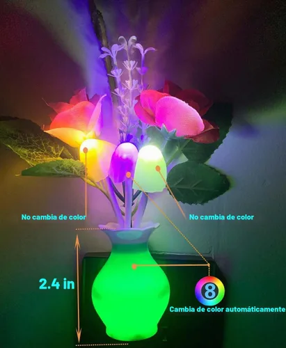 Vista 2 de 4 luces LED de noche enchufables con sensor de atardecer a amanecer, 7 cambios de color, lámparas de pared enchufables para niños adultos