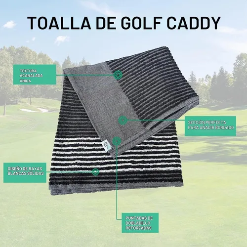 Vista 2 de Toalla de Golf Caddy - Toalla de Caddie Extra-Grande de 22" X 44" Utilizada por Profesionales del Tour, Algodón Suave Premium, Absorción Superior