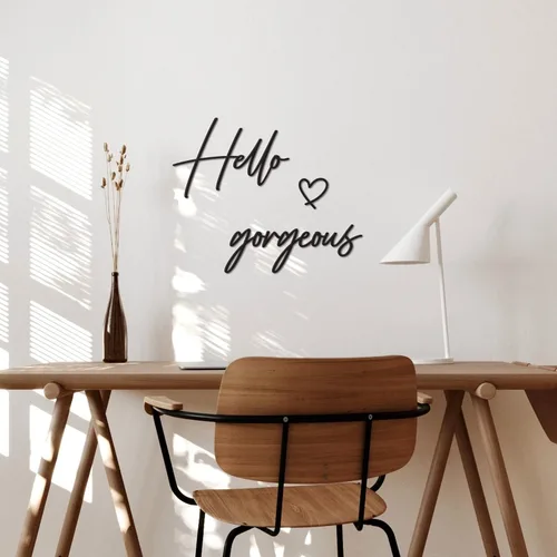 Vista 8 de Decoración de pared con texto en inglés «Hello Gorgeous Hello Gorgeous – 20 x 15 pulgadas, negro moderno y hermoso, letrero de «Hello Beautiful»