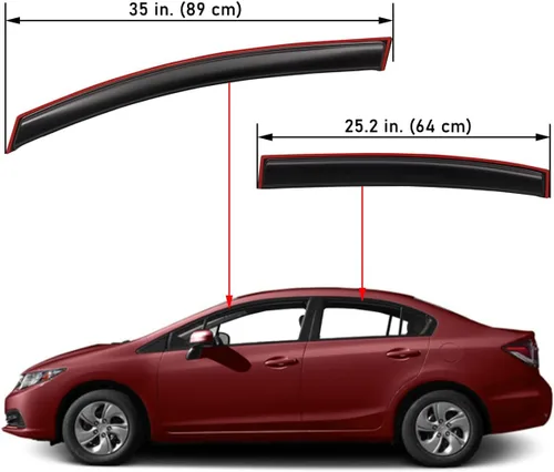 Vista 2 de Lightronic Visera de Ventana de Ventilación Automática Extra Duradera con Clip en Canal, Compatible con Honda Civic Sedan 2012-2015, Protector