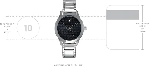 Vista 3 de Fastrack Reloj analógico de moda para mujer, esfera mineral de cuarzo, correa de metal plateado