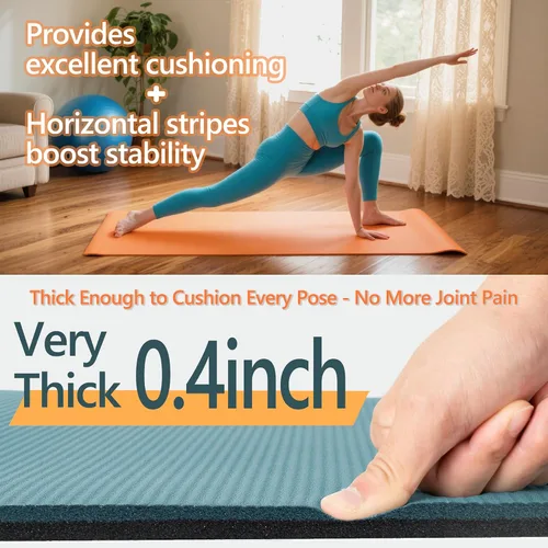 Vista 3 de Primasole PER - Tapete de yoga ecológico de 2 colores (0.4 pulgadas), agarre seguro para yoga, pilates, gimnasio, resistente a desgarros, portátil