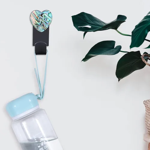 Vista 4 de Rockcloud Paquete de 2 ganchos para colgar en la pared de abulón con tornillos, ganchos de pared para dormitorio, sala de estar, cocina, hogar