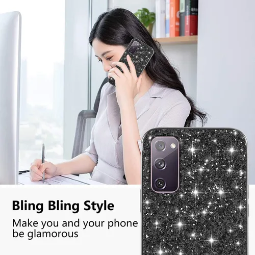 Vista 5 de Funda compatible con Samsung S20 FE con purpurina a prueba de golpes, para Samsung Galaxy S20 FE, funda protectora delgada de TPU suave
