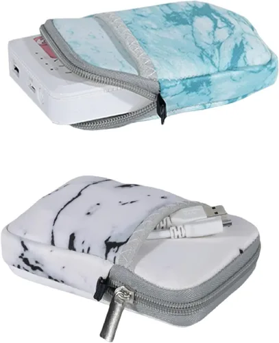 Vista 3 de Estuche de transporte de disco duro externo suave (Marble White+Marble Green)