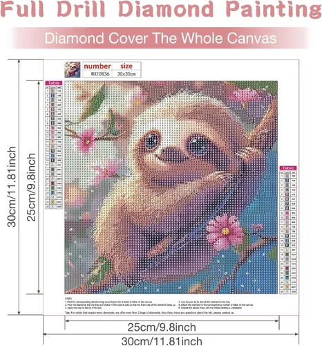 Vista 2 de Kits de pintura de diamantes de perezoso RICUVED para adultos, kits de arte de diamantes de flores 5D para animales para principiantes, kits de arte