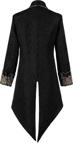 Vista 3 de Chaqueta medieval para hombre, bordado, vintage, gótico, steampunk, esmoquin