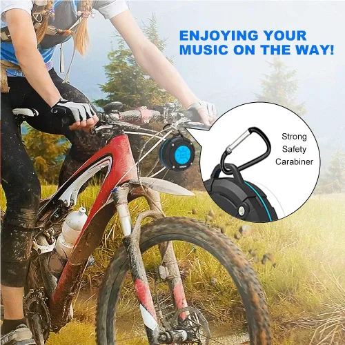 Vista 13 de TOPROAD - Altavoz Bluetooth impermeable, altavoces de ducha IPX7, pequeño altavoz portátil con clip y 2 ventosas, micrófono integrado, altavoz manos