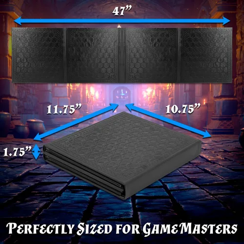 Vista 7 de CASEMATIX DM Screen - Pantalla de cuero sintético de 8 paneles de lujo GM – Pantalla plegable de ocho paneles con 2 paneles oscilantes y bolsillos