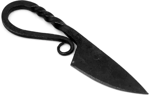 Vista 11 de Armory Replicas Navaja de bolsillo celta con funda de cuero - Cuchillo vintage de hoja fija - Réplica medieval forjada a mano Celta - Funda Negra