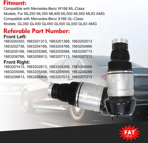 Vista 5 de Par delantero izquierdo derecho amortiguador amortiguador aire suspensión bolsas compatibles con Mercedes-Benz W166 X166 ML350 ML400 ML500 ML550