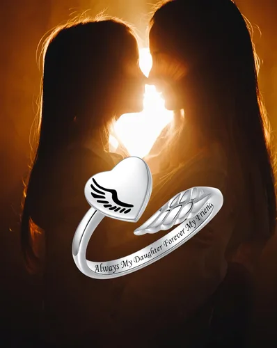 Vista 6 de Anillo inspirador de plata de ley 925, diseño de alas de ángel, personalidad, motivación, regalo para adolescentes, niñas, mujeres hijas