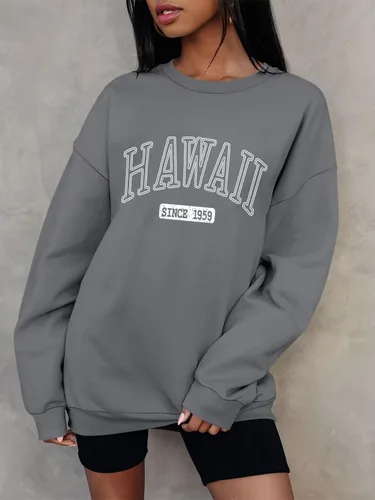 Vista 4 de ORANDESIGNE Sudadera estampada de gran tamaño para mujer, de manga larga, cuello redondo, casual, para otoño, 2024