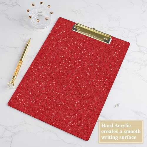 Vista 59 de Hongri Portapapeles de Plástico y Acrílico con Purpurina, 8.5x11" Portapapeles Tamaño Carta A4 Estándar para Aula, Profesor, Mujeres. Bonito
