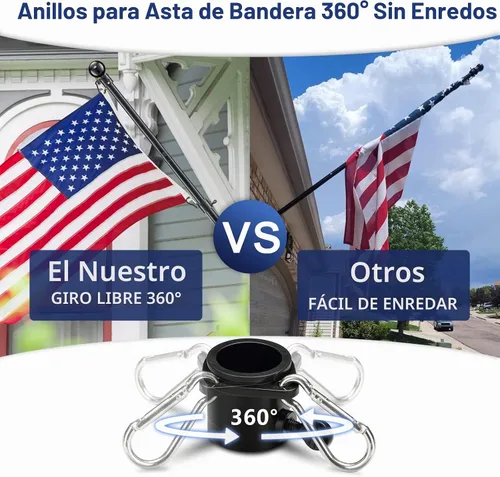 Vista 2 de Kit de poste de bandera para casa LAKEROD - Soporte de poste de bandera de metal resistente de 5 pies para exterior de casa, poste de bandera sin