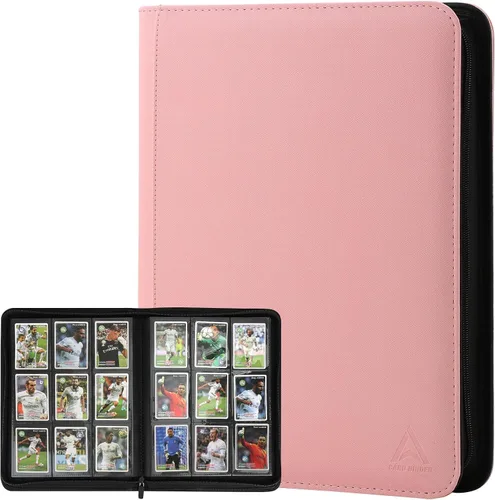 Vista 13 de Arkeiliy Carpeta de tarjetas con 9 bolsillos, bolsillos de doble cara con 30 fundas, soporte para tarjetas coleccionables con cremallera de alta