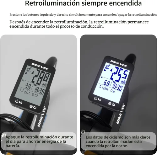 Vista 4 de GPS Ordenador de Bicicleta Inalámbrico con Inicio/Parada Automática y Retroiluminación Automática, Bicicleta Odómetro IPX7 Resistente al Agua MPH