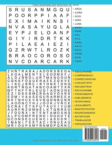 Vista 2 de Sopa De Letras En Español Letra Grande 500 Rompecabezas Para Adultos, Adultos Mayores, Adolescentes (Número 5) 500 Spanish Word Search Puzzle Large