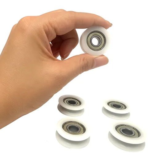 Vista 8 de 5 ruedas de polea con ranura en U con rodamientos de bolas de ranura profunda, rodillos de guía de nailon silenciosos de 0.31 x 1.18 x 0.39 pulgadas