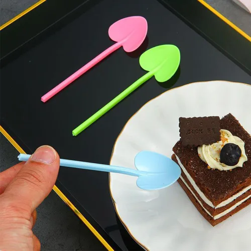Vista 3 de OULIGET Cucharas de degustación de plástico, cucharas de plástico, cuchara de helado desechable, cuchara de postre, 4.1 pulgadas, 100 piezas, color.