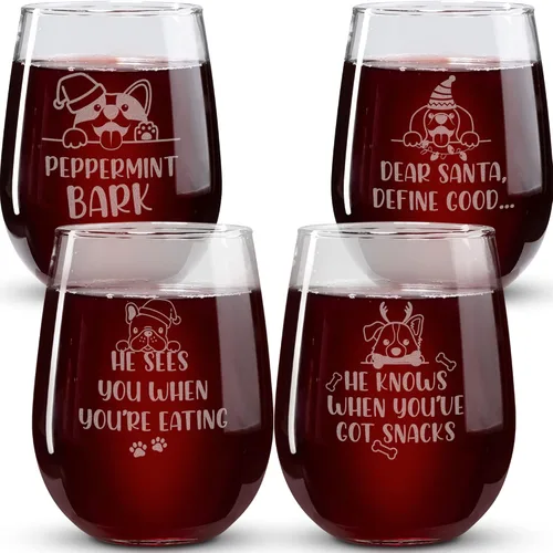 Vista 15 de Copas de vino de Navidad – Vaso de supervivencia navideño, está empezando a costar mucho como copas de vino sin tallo de Navidad, juego de 2 copas