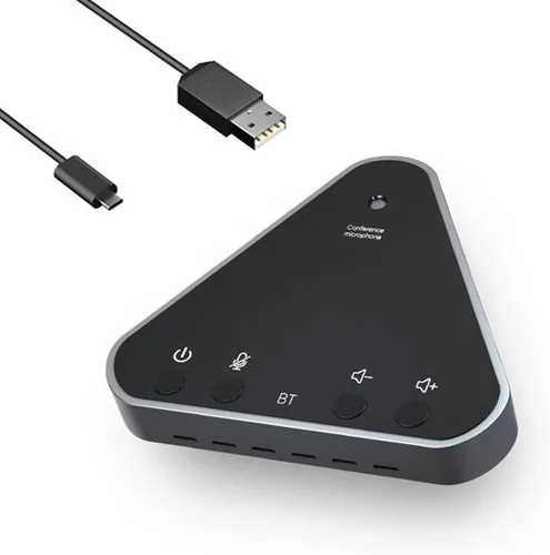 Vista 10 de Micrófono de computadora de 360° para escritorio, micrófono de PC de conferencia USB, tecnología de cancelación de ruido, grabación, Skype, clase
