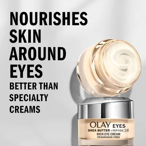 Vista 4 de Olay Crema para ojos Rich Eye Butter+Peptide 24 Rich Eye Cream, sin fragancia, 0.5 oz.