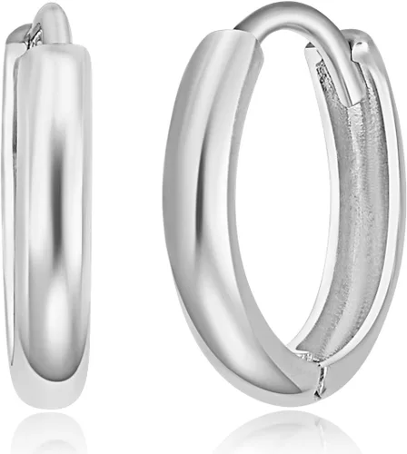 Vista 2 de 14k REAL Yellow OR White Gold 2mm Thickness Huggie Earrings (10 x 10 mm)