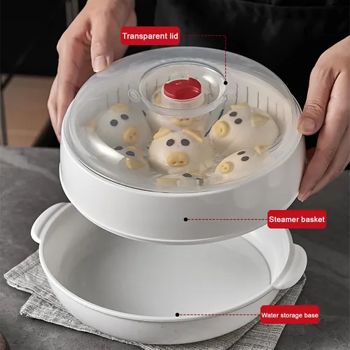 Vista 5 de Vaporizador de verduras para microondas, vaporizador de microondas para verduras, tazón de calefacción para microondas, micro utensilios de cocina