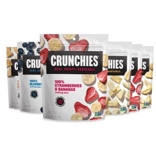 Vista 6 de Crunchies Frutas Liofilizadas, Fruta Crujiente 100% Totalmente Natural, Sin OGM y Kosher, Paquetes de Aperitivos de Fruta Liofilizada Resellables
