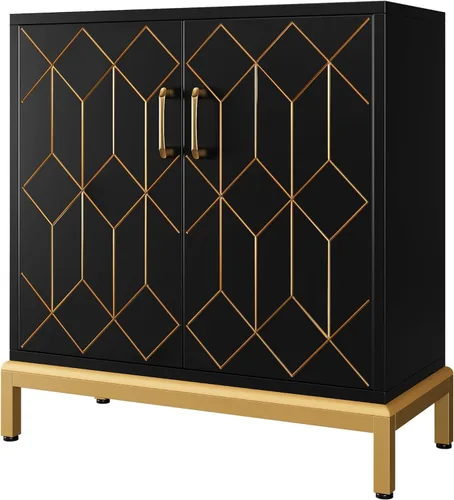 Vista 8 de GAOMON Armario de buffet, aparador con almacenamiento, armario de almacenamiento de buffet moderno con puertas y estantes para cocina, oficina