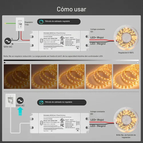Vista 5 de REYLAX Conductor 24V de Dimmable LED Triac de 30W, transformador de baja