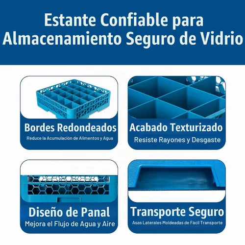 Vista 4 de Carlisle FoodService Products Opticlean - Estante para vasos de 16 compartimentos con 1 extensor para cocinas y restaurantes, plástico, 19.875 x