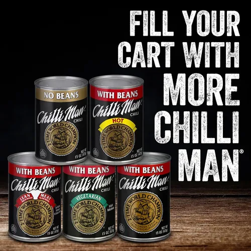 Vista 6 de CHILLI MAN Chili enlatado sin frijoles (paquete de 12), lata de 15 onzas