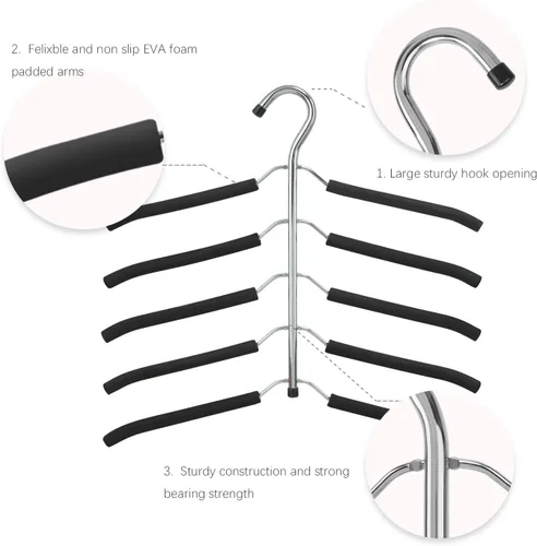 Vista 6 de DOIOWN Perchas de acero inoxidable para colgar camisas, perchas para colgar blusas, para árboles, perchas para ropa, perchas antideslizantes