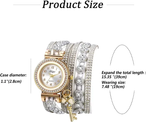 Vista 7 de Avaner Reloj de pulsera bohemio para mujer, reloj de cuero multicapa, relojes de cuarzo con diamantes de imitación brillantes para mujer