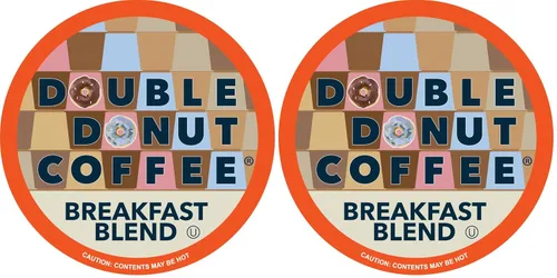 Vista 140 de Double Donut Coffee Cápsulas de Café Half Caff, Cápsulas de Café de Media Cafeína de Porción Individual para Cafeteras Keurig K Cup, Tostado Medio