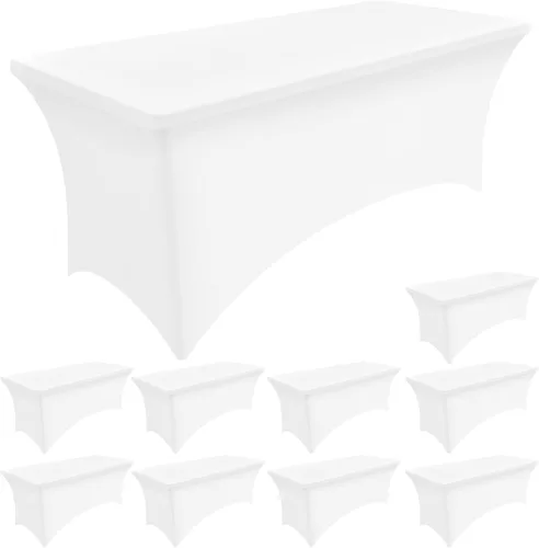 Vista 57 de Smiry Paquete de 2 manteles de elastano de 6 pies, manteles elásticos ajustables extensibles, lavables y sin arrugas, cubiertas rectangulares de Rojo