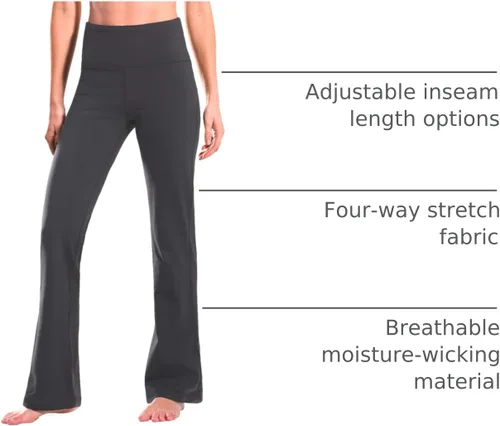 Vista 108 de Safort Pantalones de yoga con entrepierna de 28" 30" 32" 34"más amplios en la parte inferior para botas altas, 4 bolsillos, UPF50+