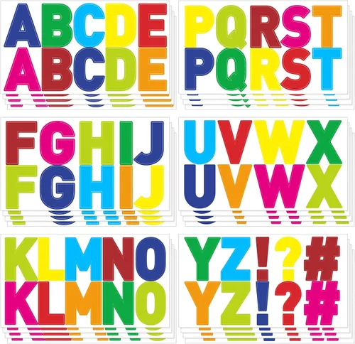 Vista 8 de 232 piezas de 24 hojas de calcomanías de letras grandes de 2.5 pulgadas, calcomanías de letras del alfabeto, calcomanías autoadhesivas para tablón