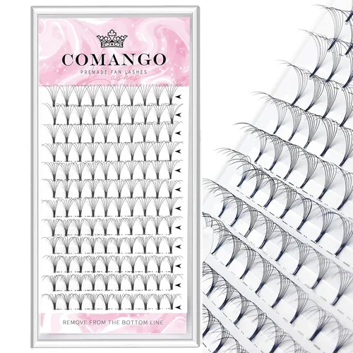 Vista 45 de Extensiones de pestañas de volumen prefabricadas 10D, 0.003 in de grosor, rizo C/D, 0.472 in, tallo corto, extensiones de pestañas de volumen