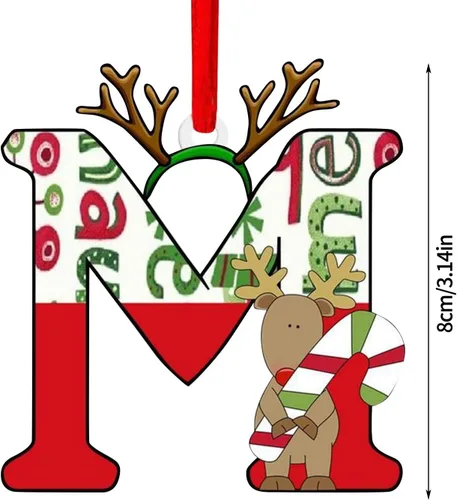 Vista 5 de Decoración colgante para árbol de Navidad de 26 letras, adornos para árbol de Navidad, adornos personalizados de 26 letras, decoración de Navidad