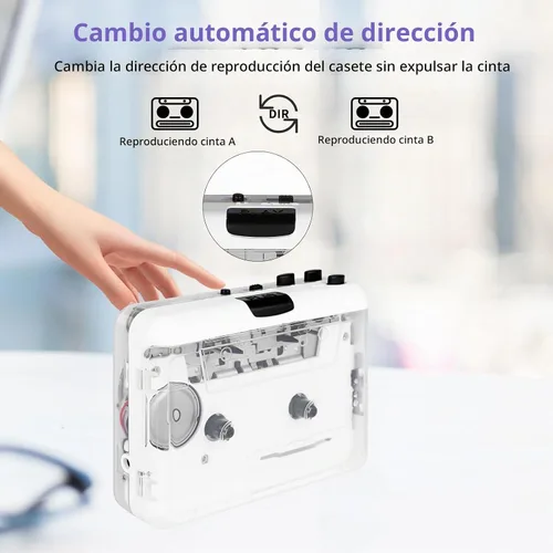 Vista 5 de Reproductor de casete - Convertidor de cassette a MP3 con software de convertidor de cinta, reproductor de cinta de casete estéreo transparente