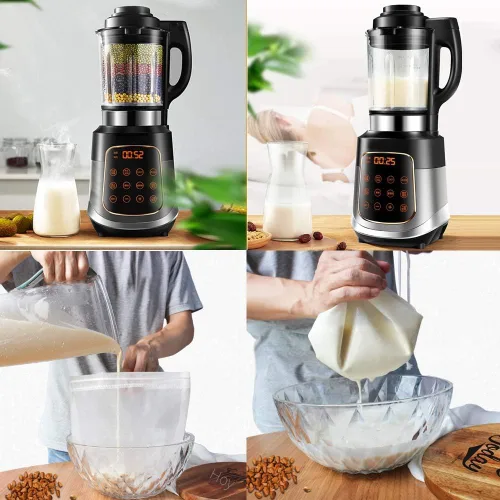 Vista 4 de Bolsa de leche de nuez reutilizable, paquete de 3 bolsas de estopilla de 12 x 10 pulgadas para colar leche de almendra/soja, colador de yogur