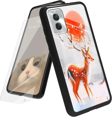Vista 129 de Funda para Motorola Moto G Play 4G 2024 con protector de pantalla, parte trasera de vidrio templado + funda de silicona suave TPU absorción