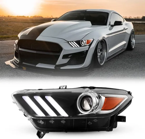 Vista 9 de Conjunto de faros LED para Ford Mustang Coupé y Convertible 2015-2017 Azul púrpura