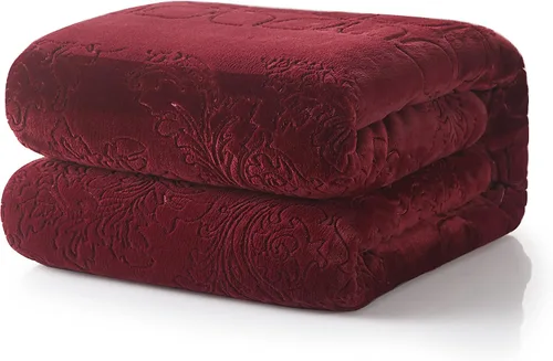 Vista 8 de Tache Elegant Embossed Sherpa Bed Throw Blanket (Blue, 50 x 60 Inch)
