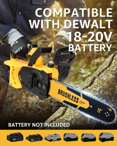 Vista 3 de Motosierra eléctrica inalámbrica sin escobillas de 12 pulgadas, compatible con batería Dewalt de 20 V máxima, no incluye batería incluida
